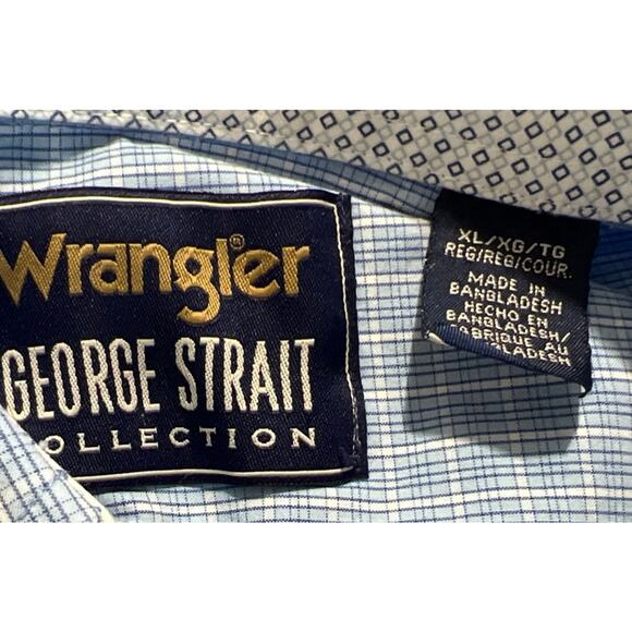Wrangler George Strait Flip Cuff Sky Blue Plaid Button Down Long Sleeve Shirt XL - Picture 6 of 6